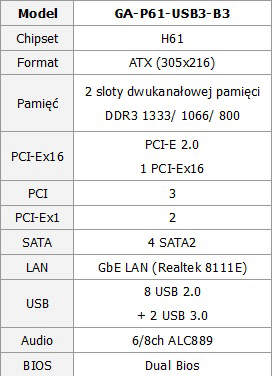 GIGABYTE 6 B3 - GA-P61-USB3-B3 z USB 3.0