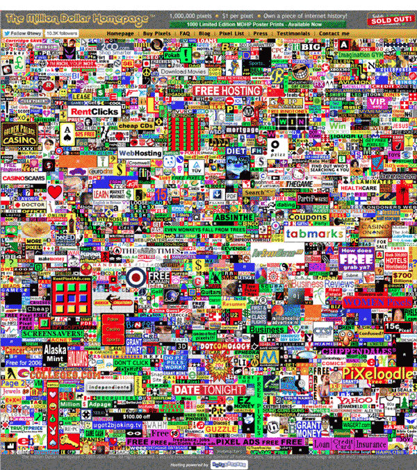 Strona Milion Dollar Homepage wci aktywna