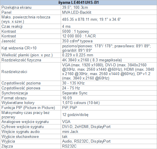 iiyama przedstawia 40-calowy monitor 4K z matryc MVA