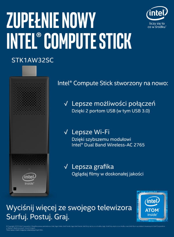Intel Compute Stick nowej generacji już dostępny w Polsce