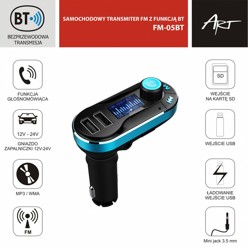 Transmiter ART FM-05BT do samochodw