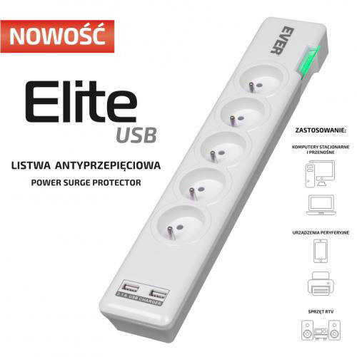 EVER ELITE USB - praktyczna listwa antyprzepięciowa