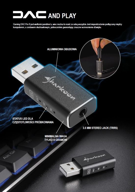 Sharkoon Gaming DAC Pro S – zewnętrzna karta muzyczna