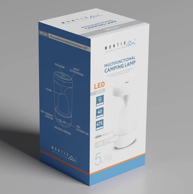 Lampka kempingowa LED Montis MT101 - świeci i ładuje