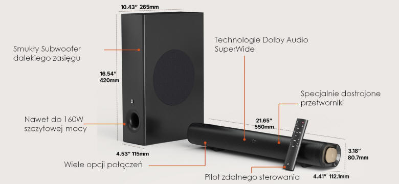 Creative Stage Pro – soundbar 2.1 z HDMI ARC i Bluetooth 5.3