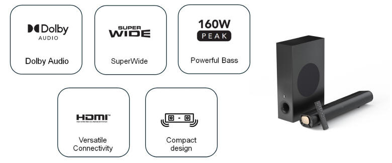 Creative Stage Pro – soundbar 2.1 z HDMI ARC i Bluetooth 5.3