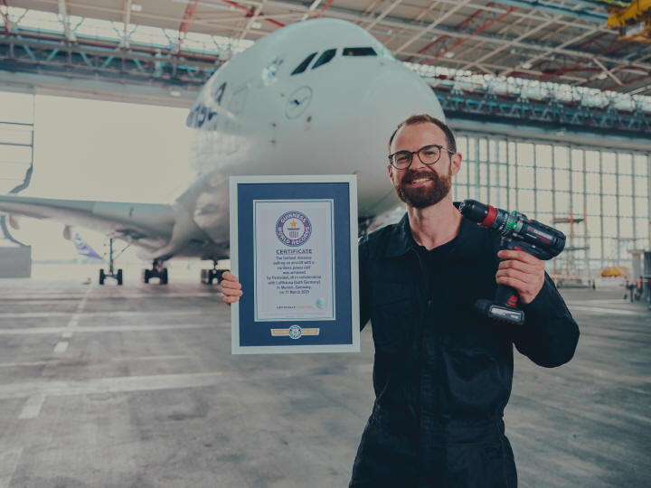 Wiertarka PARKSIDE przecigna samolot pasaerski Airbus A380