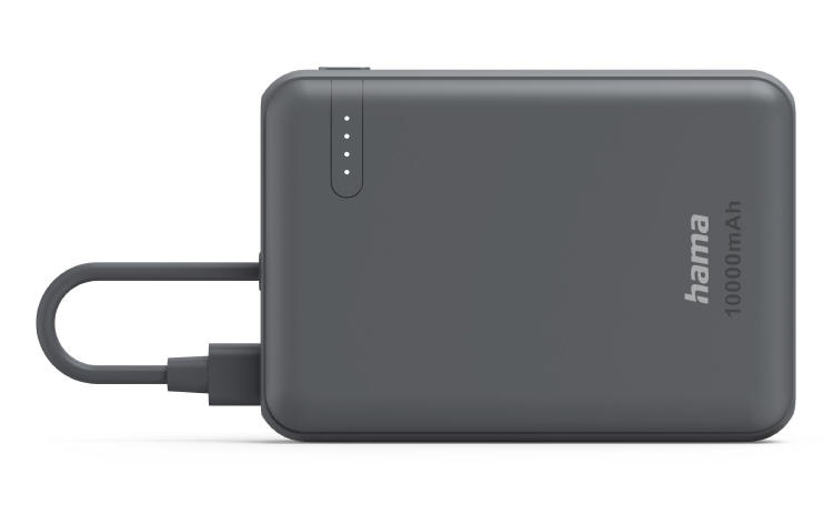 Hama Travel - powerbank 10000 mAh z wbudowanym kablem