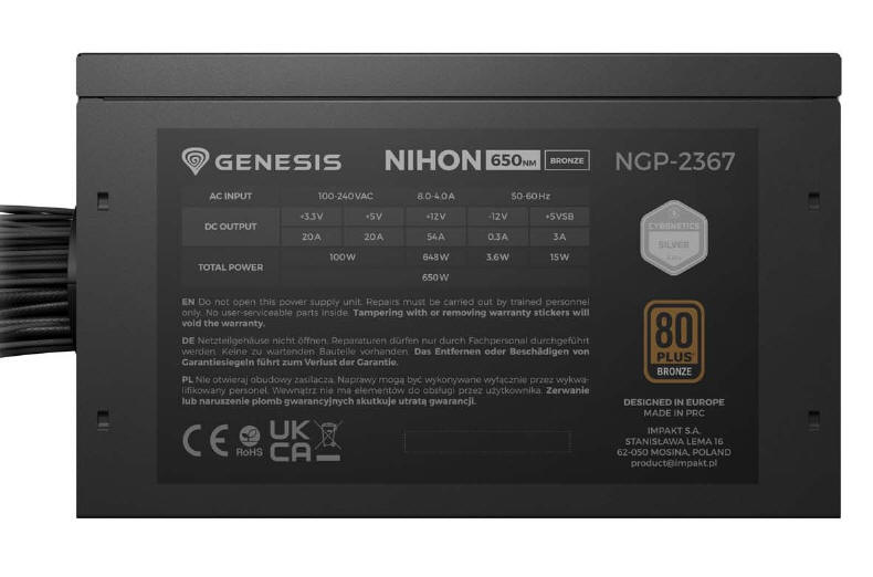 GENESIS - Premiera zasilaczy Nihon o mocy 650 W oraz 750 W