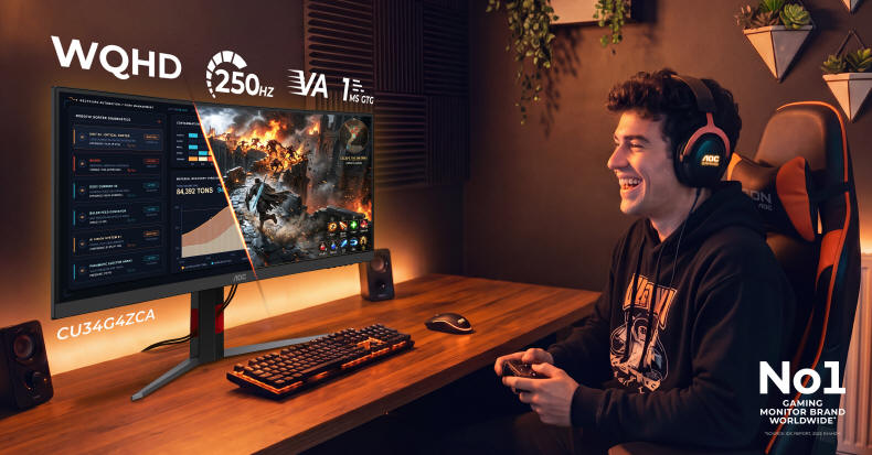AOC GAMING - Dwa monitory 21:9 z przełącznikiem KVM i USB-C
