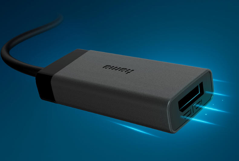 Hama wideo USB-C 4K z gniazdem HDMI i DisplayPort