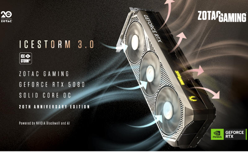 ZOTAC GeForce RTX 5080 SOLID CORE OC 20th Anniversary Edition